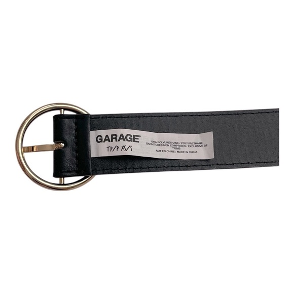Garage Womens Gold Circle Buckle Faux Leather Black Belt - Picture 5 of 9